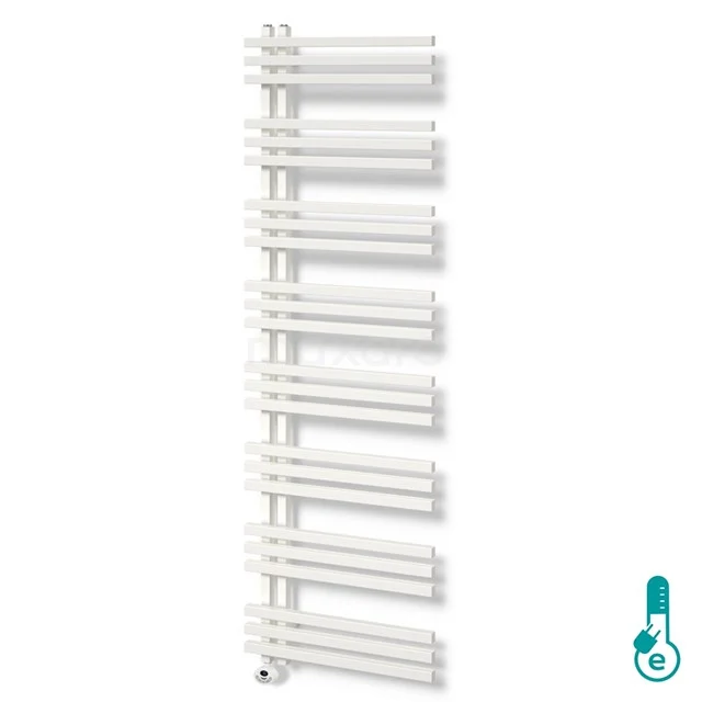 Kepler Radiator Electric | 55x174 cm Matte white 1242 W att Aluminium DR63_0517SWN-E White designer towel radiator with horizontal tubes, ideal for stylish bathroom heating.