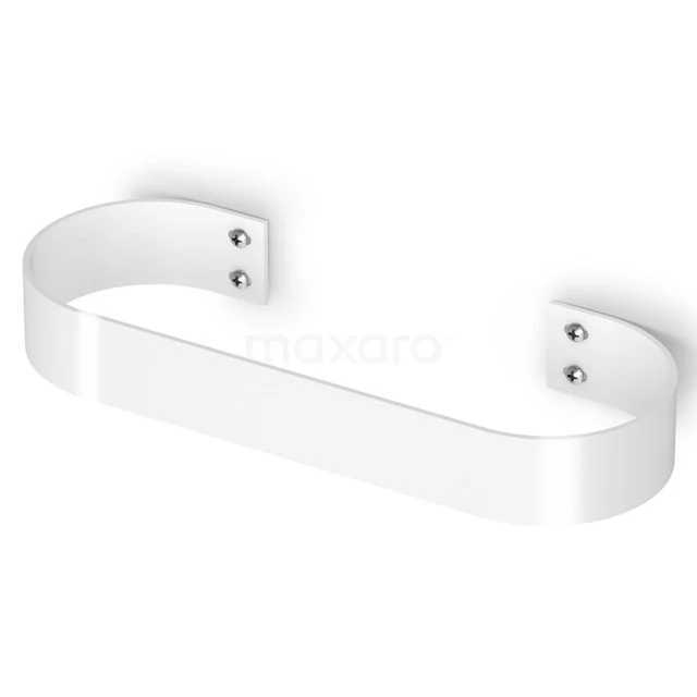 Weiße Handtuchhalter im modernen Design, aus robustem Metall gefertigt, ideal für Badezimmerorganisation und Wandmontage.