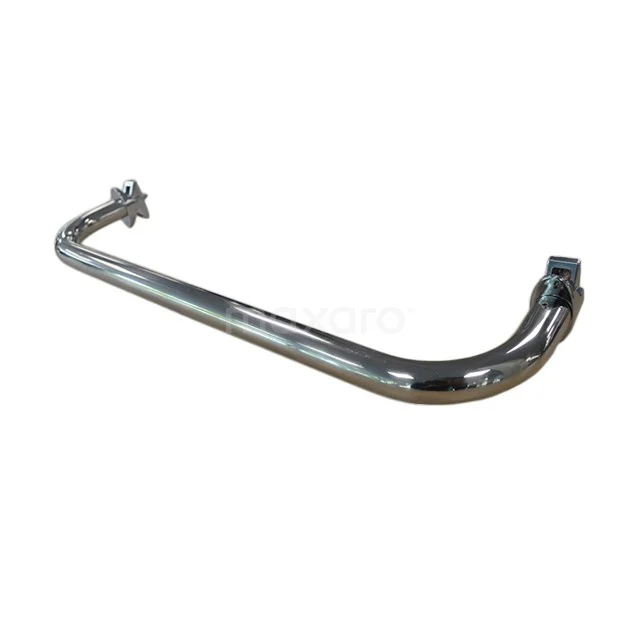 Chrome-plated curved bathroom towel holder, durable metal design, ideal for modern wall mounting.