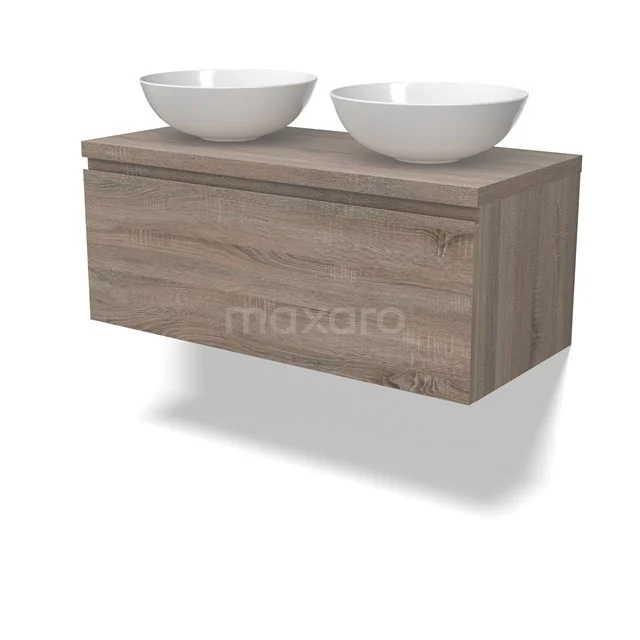 Modulo Plato Vanity units for countertop basin | 100 cm Oak Handle-less front Oak worktop 1 drawer BMK11-02797