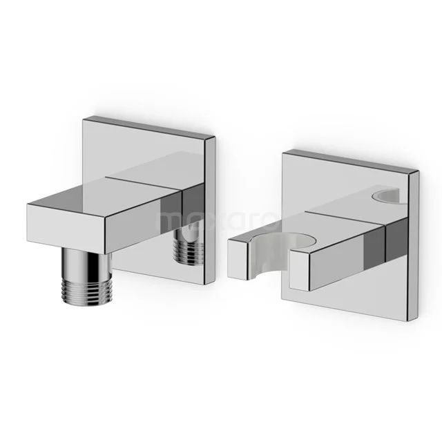 Viereckige chromatische Wandarmaturen mit modernem Design, perfekt als stilvolles Duschzubehör im Badezimmer.