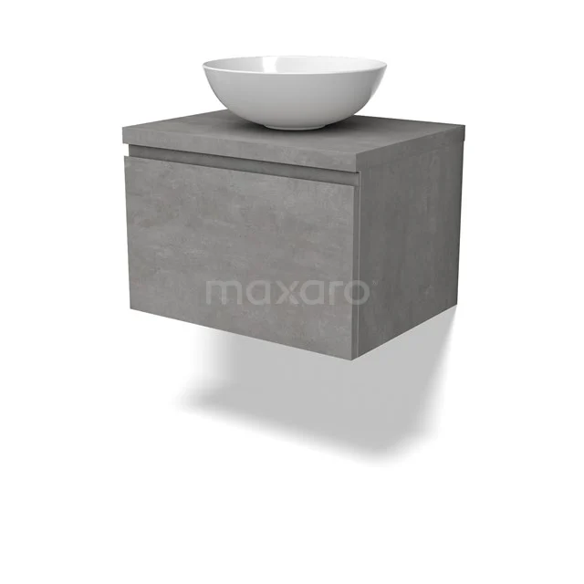 Modulo Plato Vanity units for countertop basin | 60 cm Light grey concrete Handle-less front Light grey concrete worktop 1 drawer BMK11-02837