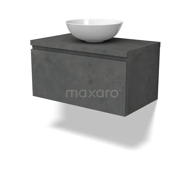 Modulo Plato Vanity units for countertop basin | 80 cm Dark grey concrete Handle-less front Dark grey concrete worktop 1 drawer BMK11-02923