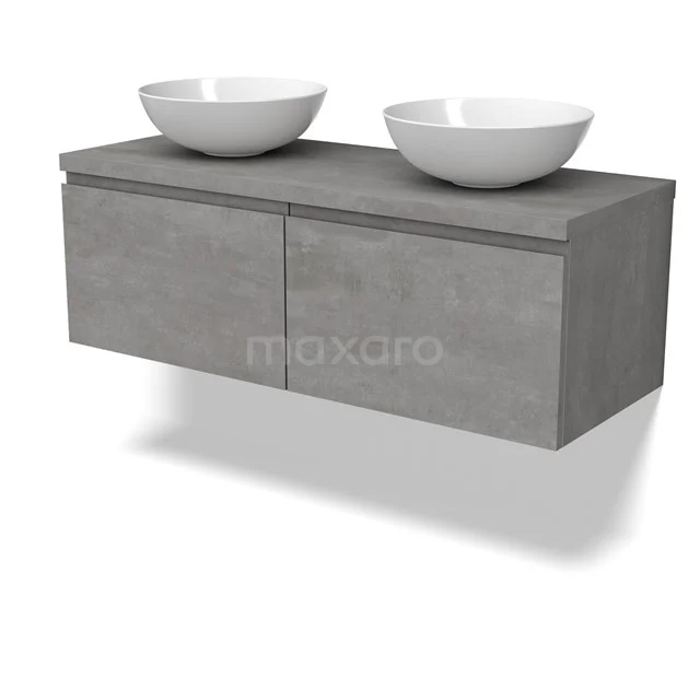 Modulo Plato Vanity units for countertop basin | 120 cm Light grey concrete Handle-less front Light grey concrete worktop 2 Side-by-side drawers BMK12-01858