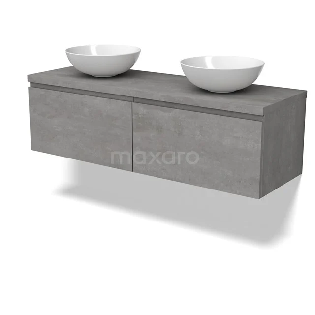 Modulo Plato Vanity units for countertop basin | 140 cm Light grey concrete Handle-less front Light grey concrete worktop 2 Side-by-side drawers BMK12-01872