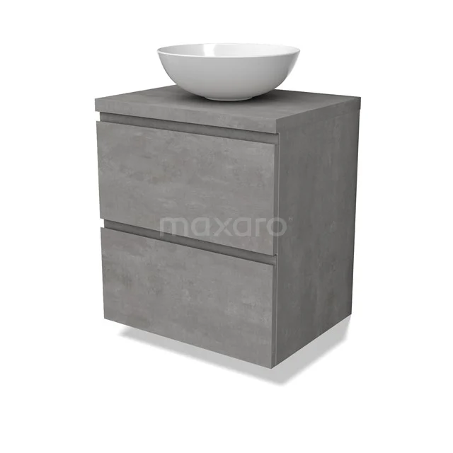 Modulo Plato Vanity units for countertop basin | 60 cm Light grey concrete Handle-less front Light grey concrete worktop 2 Stacked drawers BMK17-02848