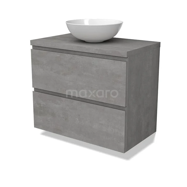 Modulo Plato Vanity units for countertop basin | 80 cm Light grey concrete Handle-less front Light grey concrete worktop 2 Stacked drawers BMK17-02865