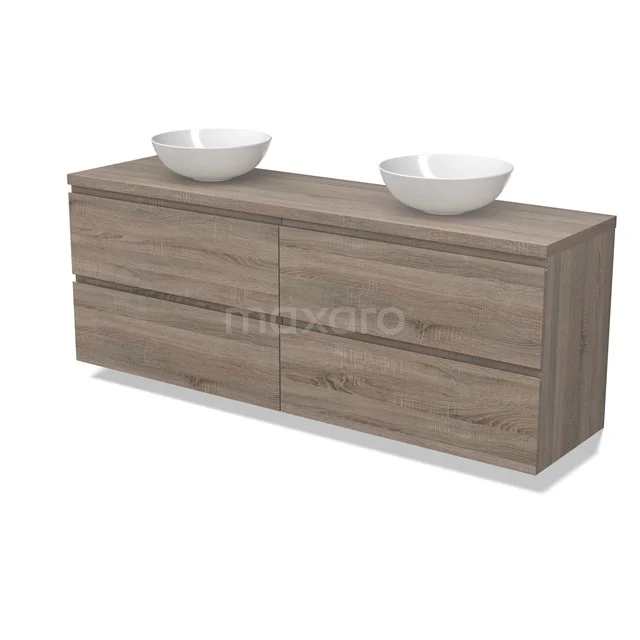 Modulo Plato Vanity units for countertop basin | 180 cm Oak Handle-less front Oak worktop 4 drawers BMK18-01851