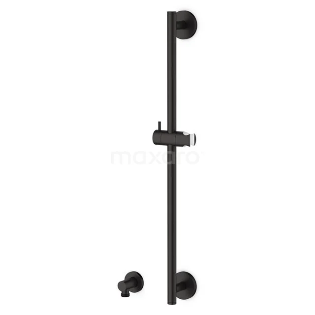 Schwarze Brausestange mit modernem mattem Finish, verstellbare Halterung und Wandmontage, ideal für eine stilvolle Badezimmer Einrichtung.
