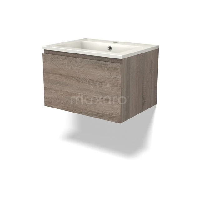 Modulo Vanity units with basin | 60 cm Oak Handle-less front Mineral marble 1 drawer BMW11-04229