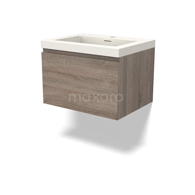 Modulo Vanity units with basin | 60 cm Oak Handle-less front Solid surface 1 drawer BMW11-04230
