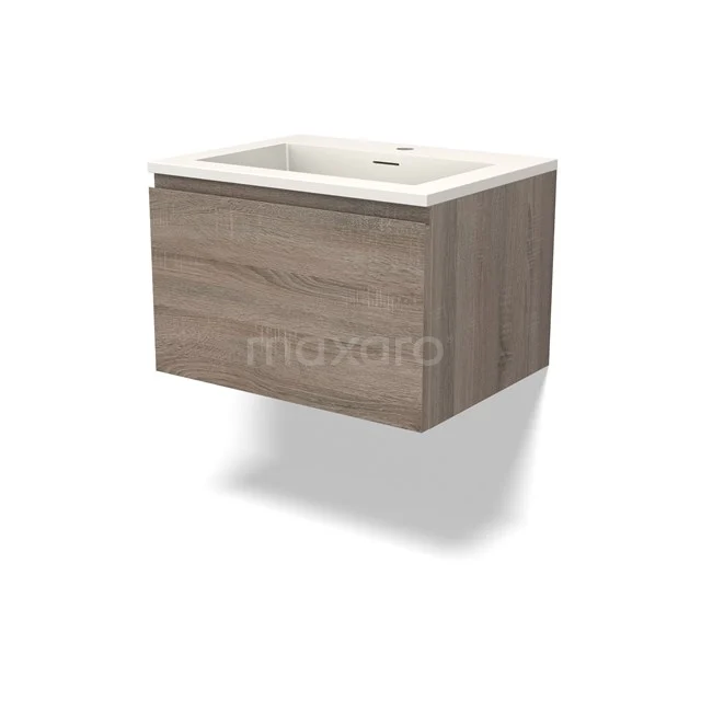 Modulo Vanity units with basin | 60 cm Oak Handle-less front Solid surface 1 drawer BMW11-04231
