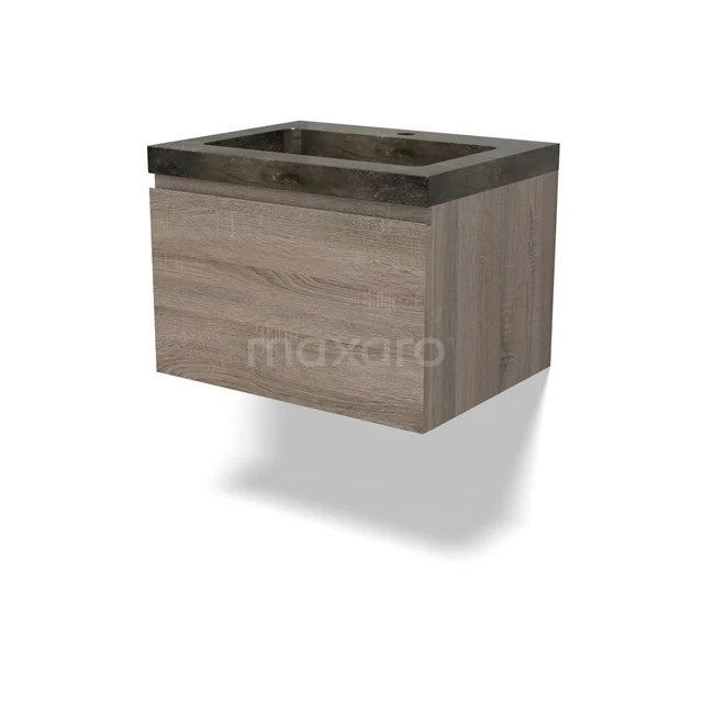 Modulo Vanity units with basin | 60 cm Oak Handle-less front Natural stone 1 drawer BMW11-04232