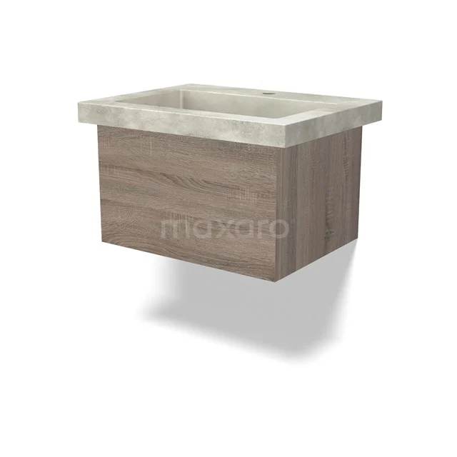 Modulo Vanity units with basin | 60 cm Oak Handle-less front Concrete 1 drawer BMW11-04236