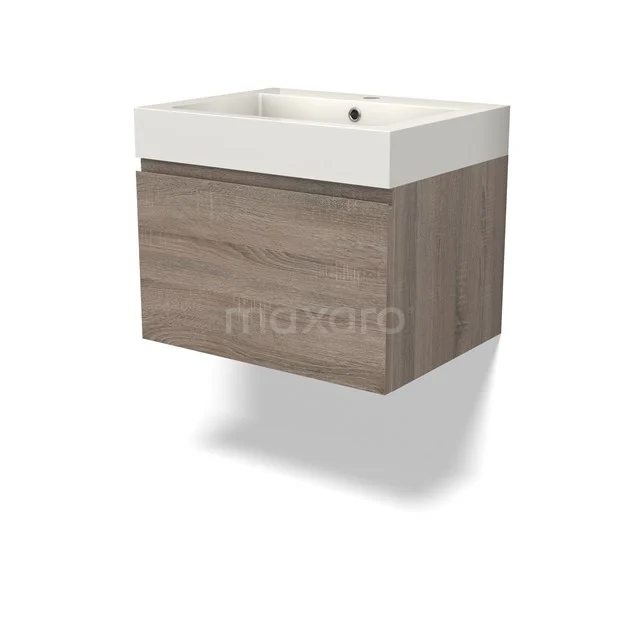 Modulo Vanity units with basin | 60 cm Oak Handle-less front Mineral marble 1 drawer BMW11-04240