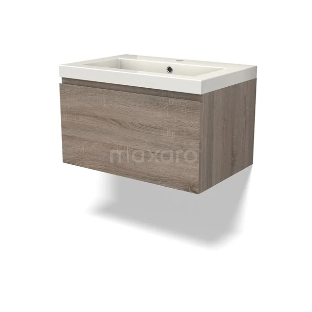 Modulo Vanity units with basin | 70 cm Oak Handle-less front Mineral marble 1 drawer BMW11-04243