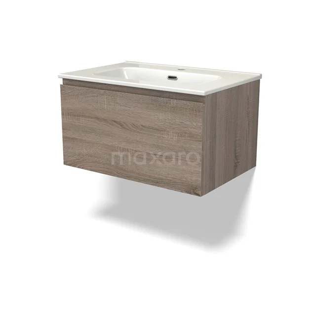 Modulo Vanity units with basin | 70 cm Oak Handle-less front Ceramic 1 drawer BMW11-04246