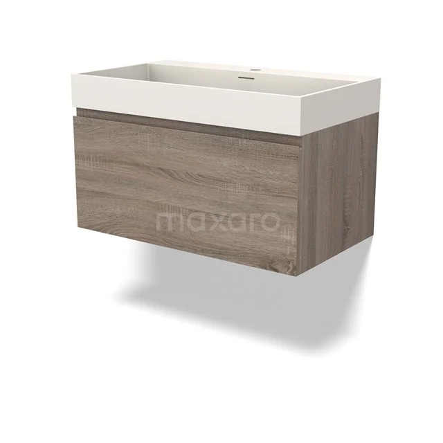Modulo Vanity units with basin | 80 cm Oak Handle-less front Solid surface 1 drawer BMW11-04254
