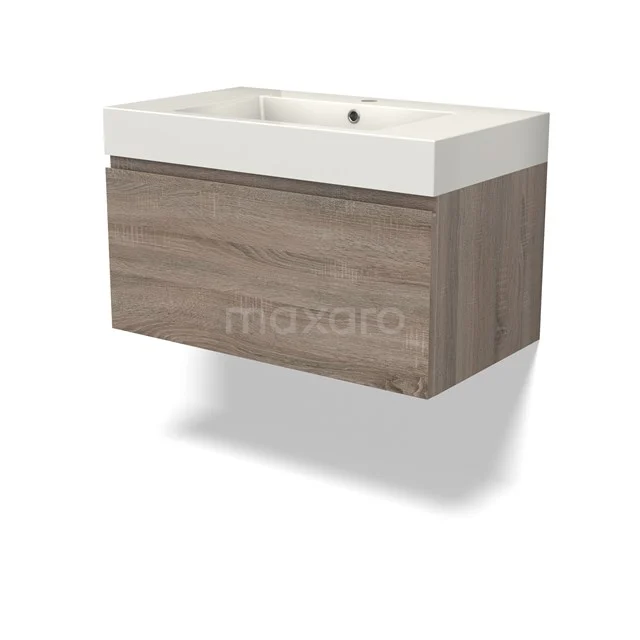 Modulo Vanity units with basin | 80 cm Oak Handle-less front Mineral marble 1 drawer BMW11-04261