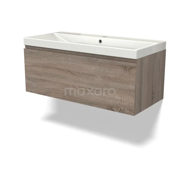Modulo Vanity units with basin | 100 cm Oak Handle-less front Ceramic 1 drawer BMW11-04285