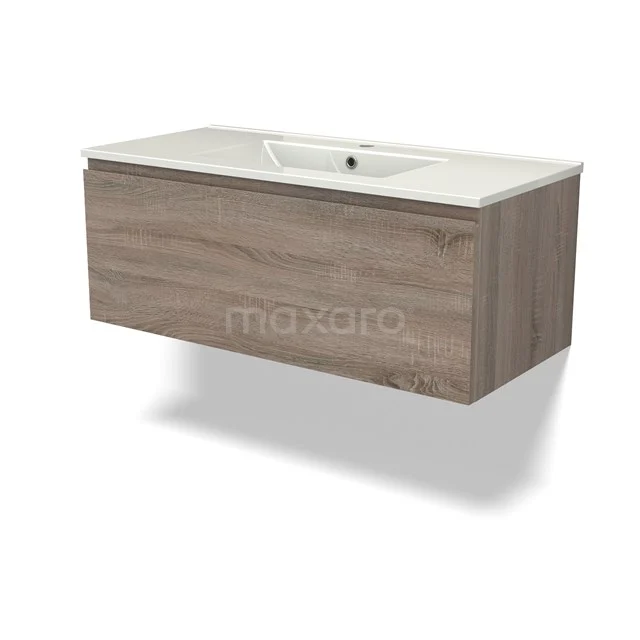 Modulo Vanity units with basin | 100 cm Oak Handle-less front Ceramic 1 drawer BMW11-04286