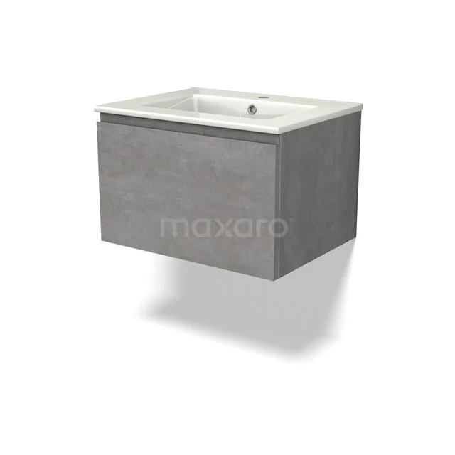 Modulo Vanity units with basin | 60 cm Light grey concrete Handle-less front Ceramic 1 drawer BMW11-04318