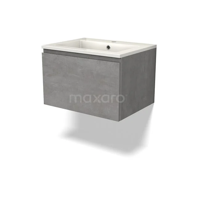 Modulo Vanity units with basin | 60 cm Light grey concrete Handle-less front Mineral marble 1 drawer BMW11-04320