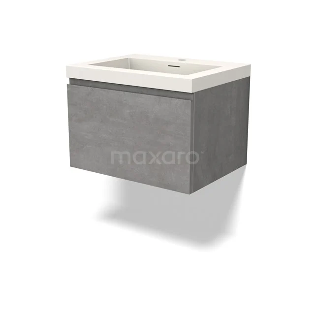 Modulo Waschtische | 60 cm Hellgrauer Beton Grifflos front Solid Surface 1 Schublade BMW11-04321