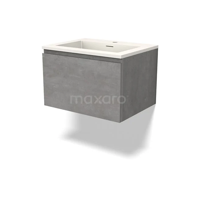 Modulo Vanity units with basin | 60 cm Light grey concrete Handle-less front Solid surface 1 drawer BMW11-04322