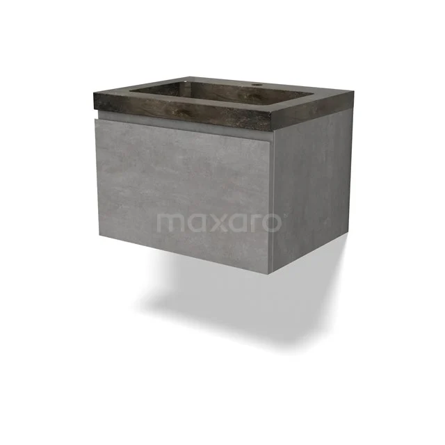 Modulo Vanity units with basin | 60 cm Light grey concrete Handle-less front Natural stone 1 drawer BMW11-04323