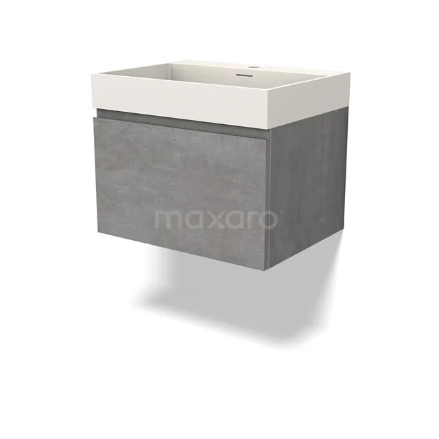 Modulo Vanity units with basin | 60 cm Light grey concrete Handle-less front Solid surface 1 drawer BMW11-04324
