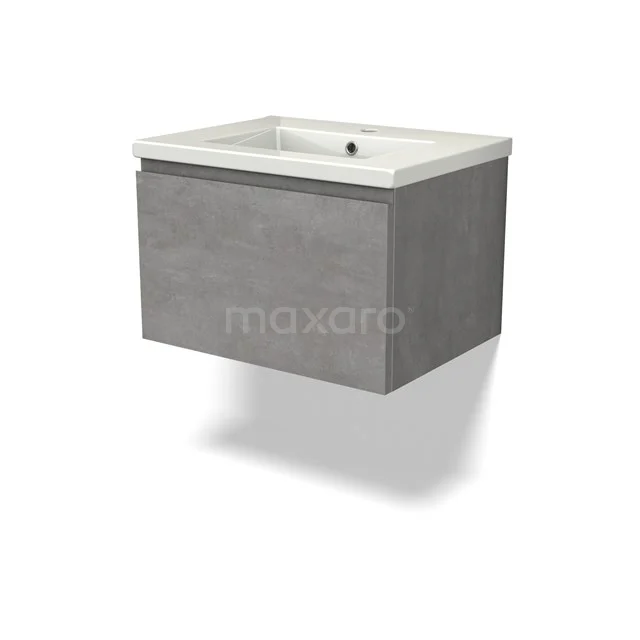 Modulo Vanity units with basin | 60 cm Light grey concrete Handle-less front Ceramic 1 drawer BMW11-04325