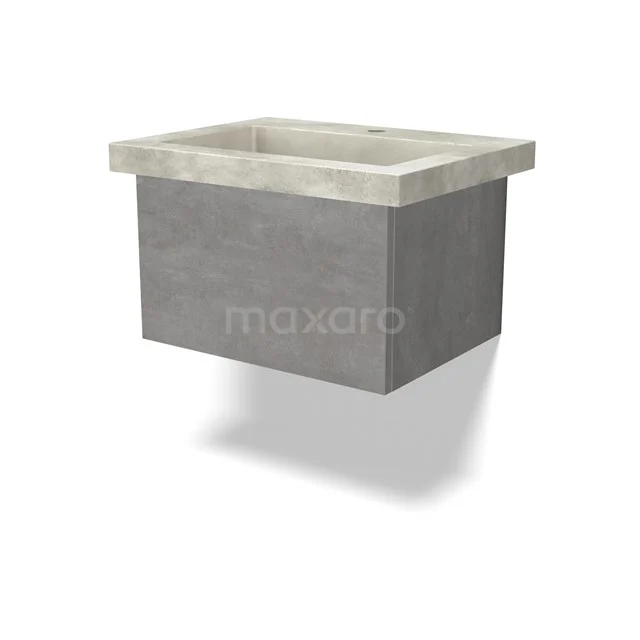 Modulo Waschtische | 60 cm Hellgrauer Beton Grifflos front Beton 1 Schublade BMW11-04327