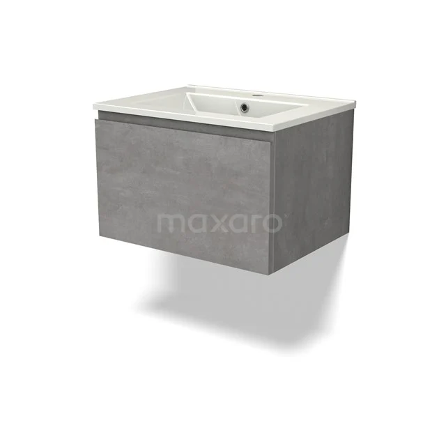 Modulo Vanity units with basin | 60 cm Light grey concrete Handle-less front Ceramic 1 drawer BMW11-04329