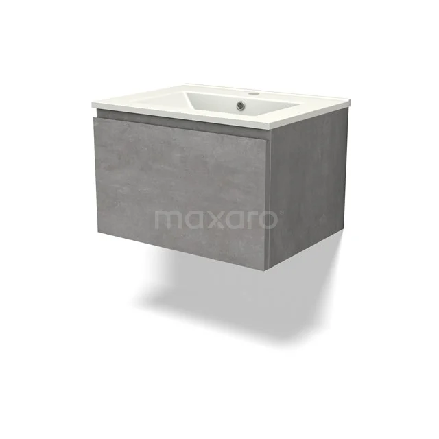 Modulo Vanity units with basin | 60 cm Light grey concrete Handle-less front Ceramic 1 drawer BMW11-04330