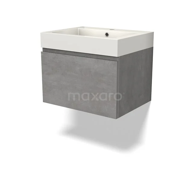 Modulo Bathroom furniture with sink | 60 cm Light grey concrete Handle-less front Mineral marble 1 drawer BMW11-04331