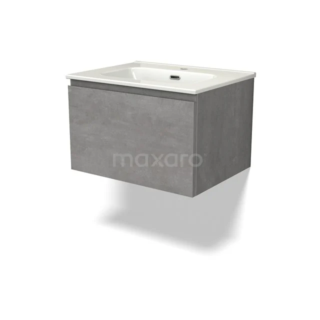 Modulo Vanity units with basin | 60 cm Light grey concrete Handle-less front Ceramic 1 drawer BMW11-04332