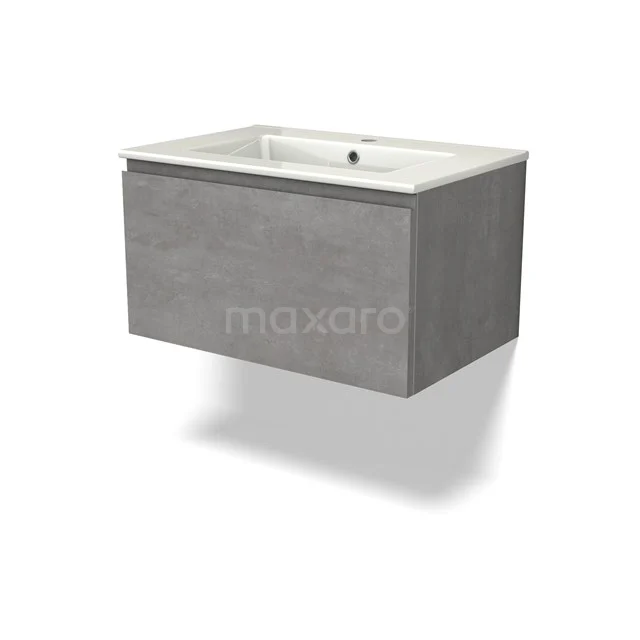 Modulo Vanity units with basin | 70 cm Light grey concrete Handle-less front Ceramic 1 drawer BMW11-04333