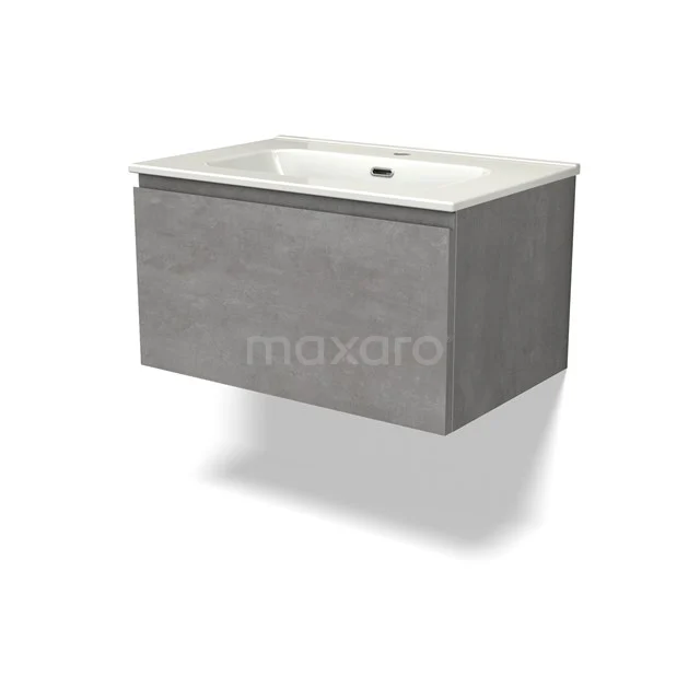 Modulo Waschtische | 70 cm Hellgrauer Beton Grifflos front Keramik 1 Schublade BMW11-04337