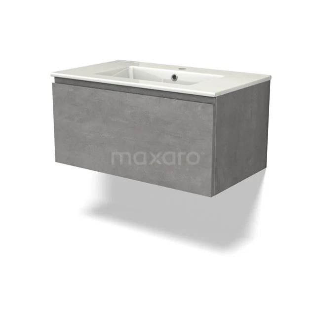 Modulo Vanity units with basin | 80 cm Light grey concrete Handle-less front Ceramic 1 drawer BMW11-04338