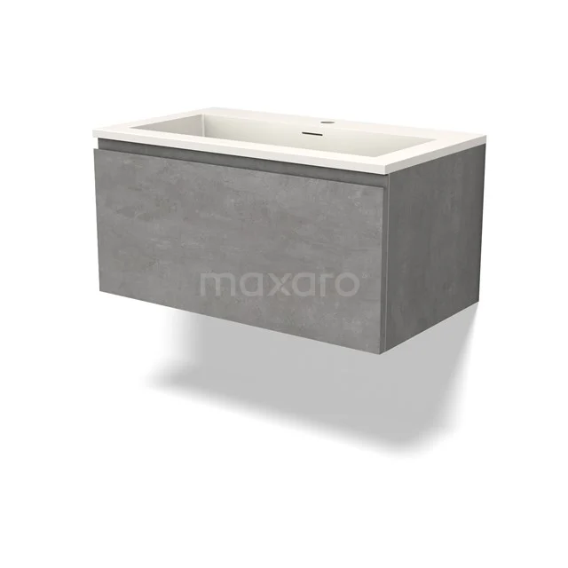 Modulo Vanity units with basin | 80 cm Light grey concrete Handle-less front Solid surface 1 drawer BMW11-04343