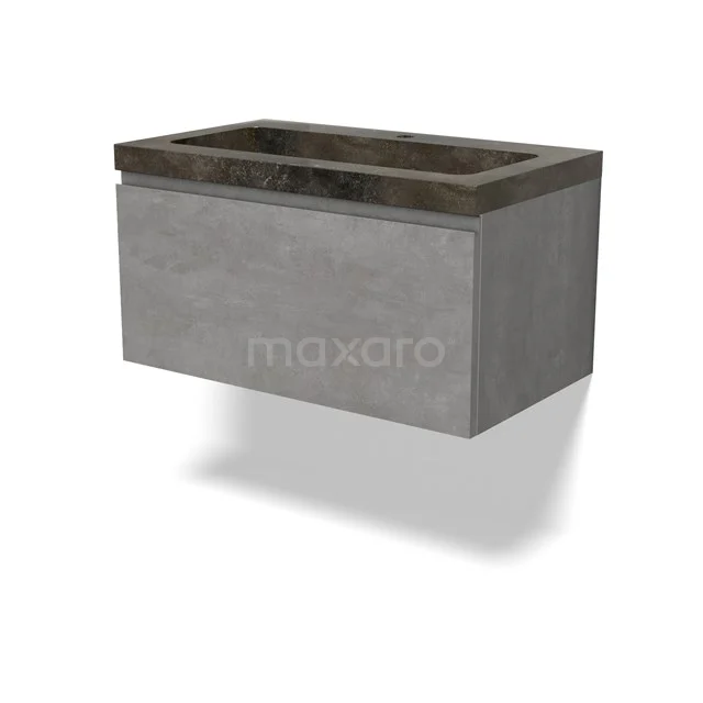 Modulo Vanity units with basin | 80 cm Light grey concrete Handle-less front Natural stone 1 drawer BMW11-04344