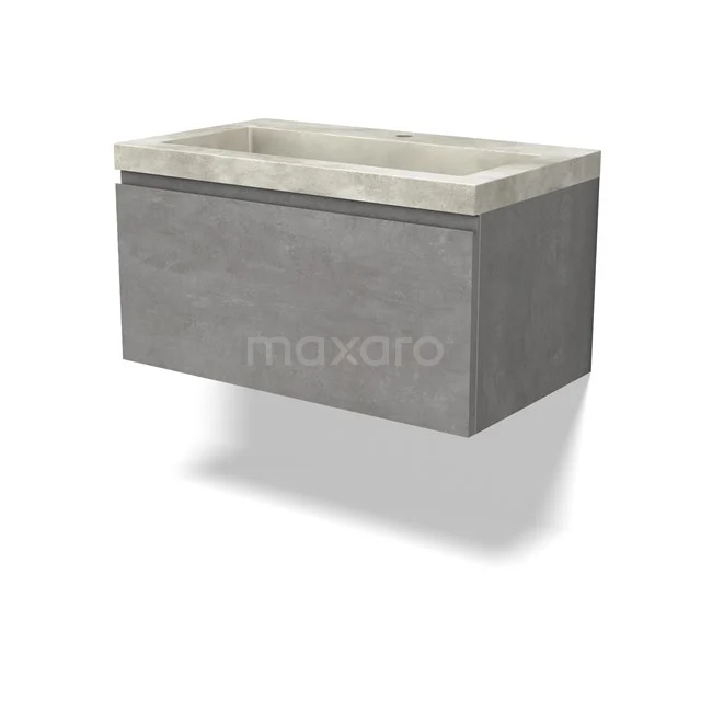 Modulo Waschtische | 80 cm Hellgrauer Beton Grifflos front Beton 1 Schublade BMW11-04348