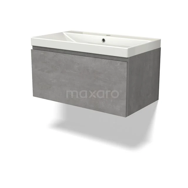 Modulo Vanity units with basin | 80 cm Light grey concrete Handle-less front Ceramic 1 drawer BMW11-04349