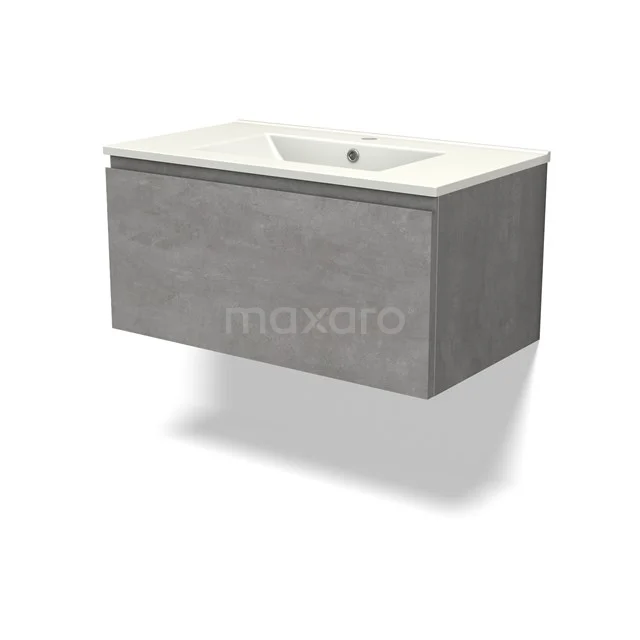 Modulo Vanity units with basin | 80 cm Light grey concrete Handle-less front Ceramic 1 drawer BMW11-04351
