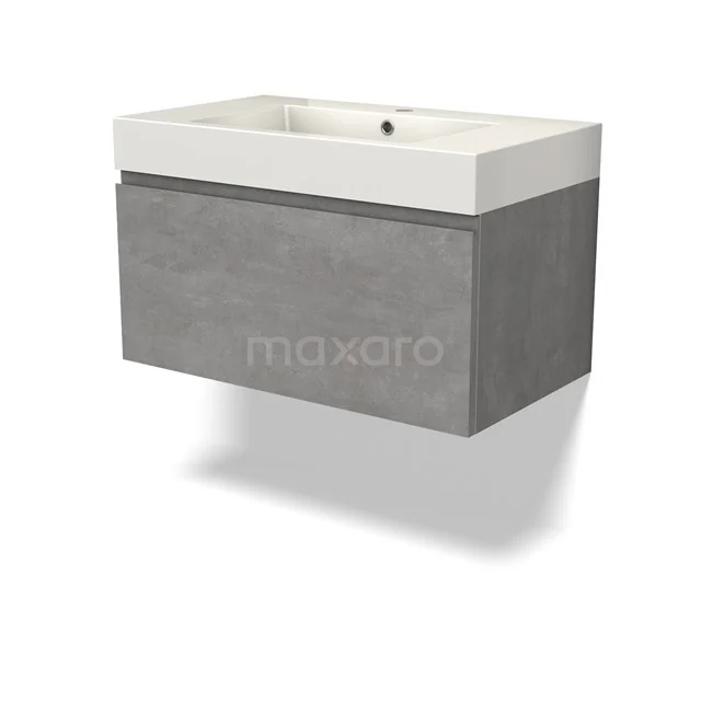 Modulo Waschtische | 80 cm Hellgrauer Beton Grifflos front Mineralguss 1 Schublade BMW11-04352