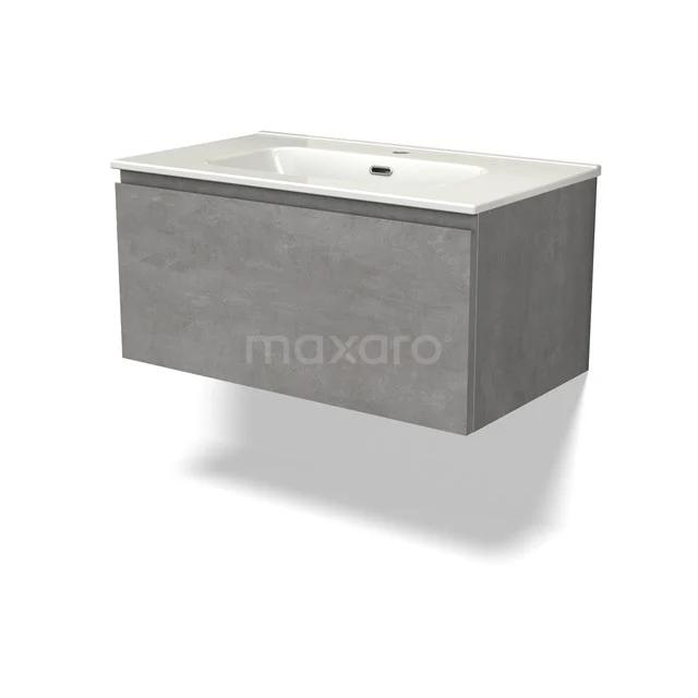 Modulo Vanity units with basin | 80 cm Light grey concrete Handle-less front Ceramic 1 drawer BMW11-04353