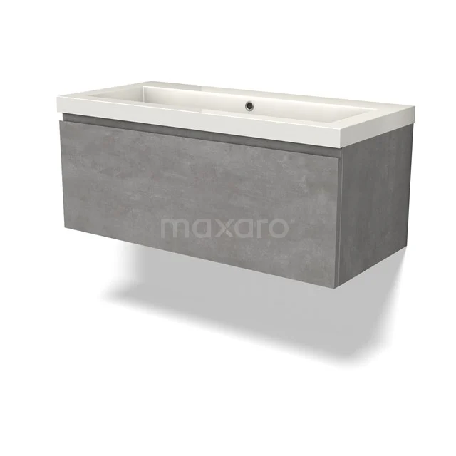 Modulo Bathroom furniture with sink | 100 cm Light grey concrete Handle-less front Mineral marble 1 drawer BMW11-04362