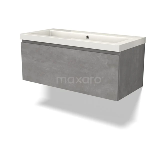 Modulo Bathroom furniture with sink | 100 cm Light grey concrete Handle-less front Mineral marble 1 drawer BMW11-04363