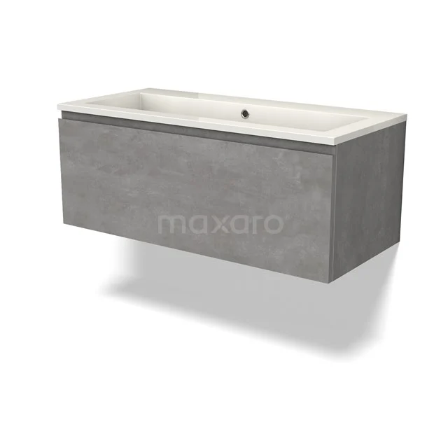 Modulo Vanity units with basin | 100 cm Light grey concrete Handle-less front Mineral marble 1 drawer BMW11-04365